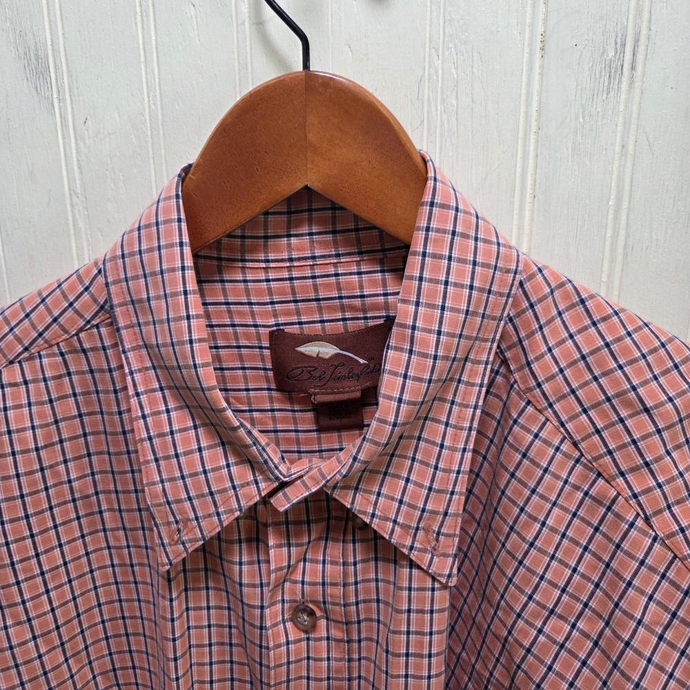 Bob‎ Timberlake Shirt Mens Large Orange Plaid Long Sleeve Button-Up Pockets